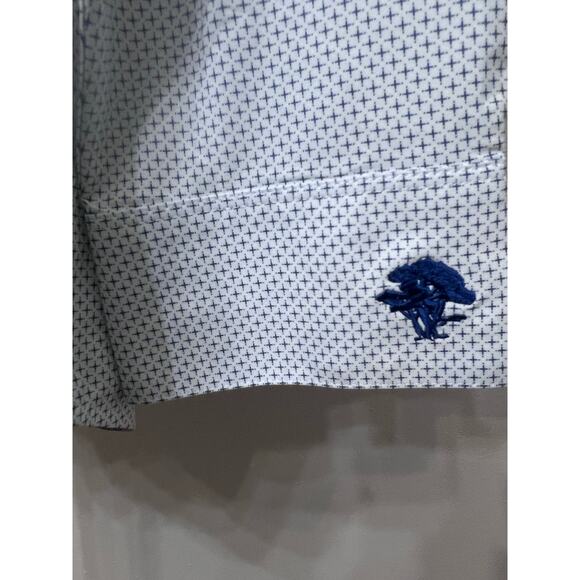 Mizzen & Main Leeward Dress Shirt Sz M Collared L/S White/Blue Geometric Preppy - Picture 4 of 6